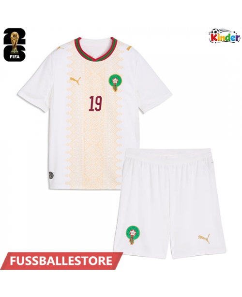 Günstige Marokko Youssef En-Nesyri #19 Auswärts Trikotsatzt Kinder WM 2026 Kurzarm (+ Kurze Hosen)